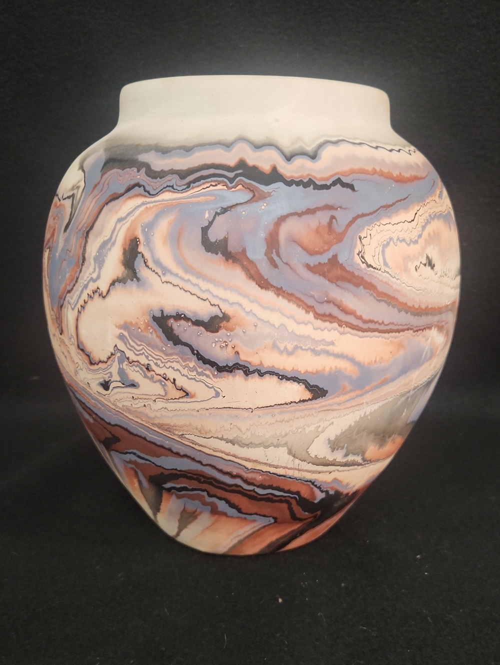 Nemadji Pottery Marbled Ceramic Vase in Cream, Blue, Brown by Nemadji